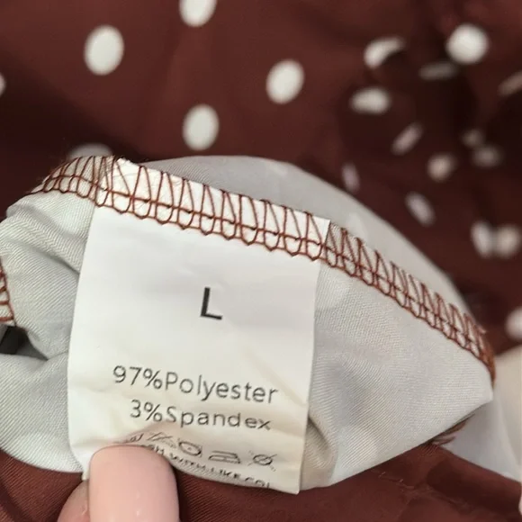 Brown And White Polka Dot Dress Sz LG NEW! - Picture 4 of 4